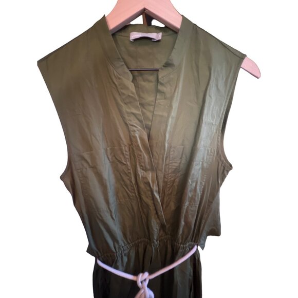 VINCE Back Cutout Cotton Green Utility Dress Sz Small Women - Picture 6 of 7